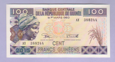 Guinea 100 Francs v.2015 UNC P-A47
