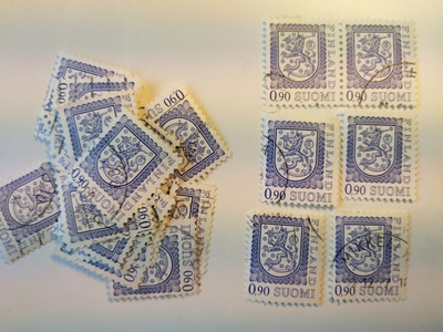 Malli 1975 Vaakuna violetti postimerkki 0,90 markka