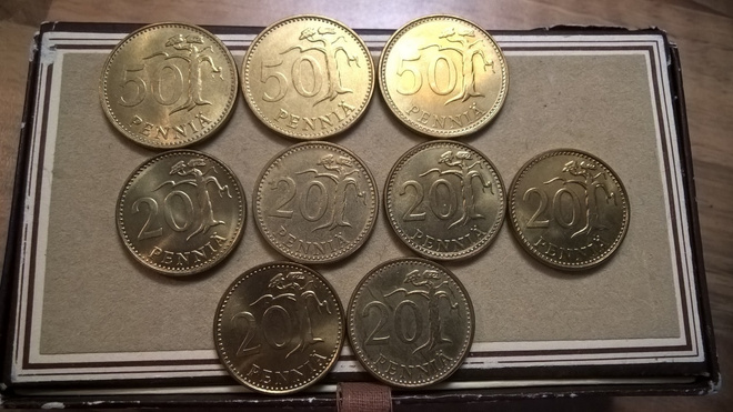 Suomalaisia kolikoita / vanhoja rahoja - 20 ja 50 penniä