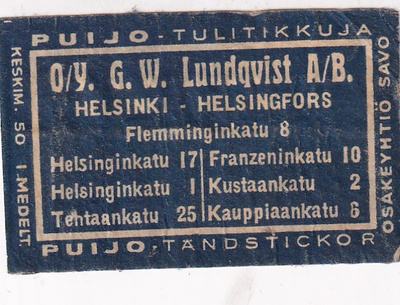 Helsinki. O/y G-W- Lundqvist A/b , Osakeyhtiö Savo  s2