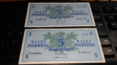 5 Markkaa 1963 x 2 26/11