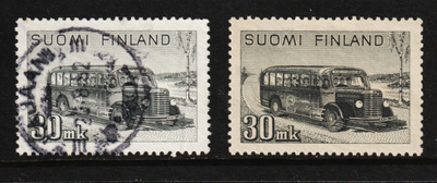 1947 30mk Onnibussi-yleismerkki leimattuna ja **