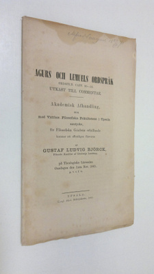 Gustaf Ludvig Björck : Agurs och lemuels ordspråk (1865)