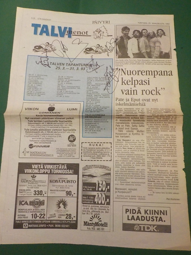 MUTTERI HUOPAVUORI & KYRÖFOX NIMMARIT LEHTIARTIKKELISSA