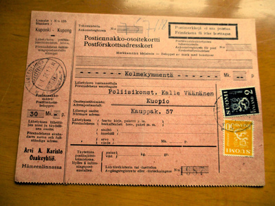 1931 Hämeenlinna postiennakko Kuopion poliisiin