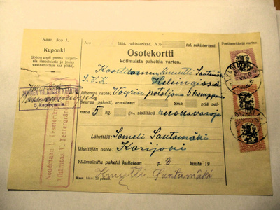 1920 Karijoki os kortti SVK Vöyrin Pataljoonaan Hki
