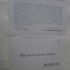 Hevosviesti-lehden tilauskortti v. 1949, p. 1949 - pikkukuva 2