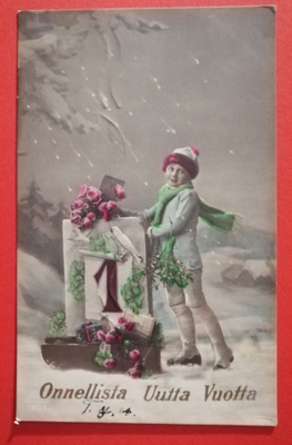 Vanha uudenvuoden kortti kulk. 192?