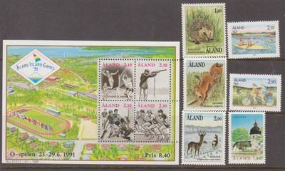 Åland v.1991 Merkkejä postituoreena**