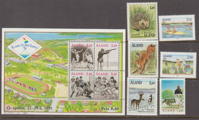 Åland v.1991 Merkkejä postituoreena**