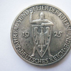 Saksa Weimar 3 Reichsmark 1925 Rheinlande hopeaa - pikkukuva 1