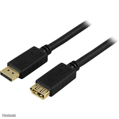 Deltaco DisplayPort jatkokaapeli, uros - naaras, 1m, musta
