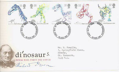 dinosauruksia - Englanti Mi 1350-4 FDC