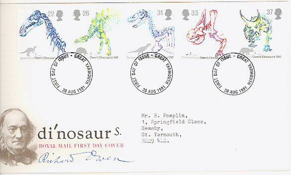 dinosauruksia - Englanti Mi 1350-4 FDC