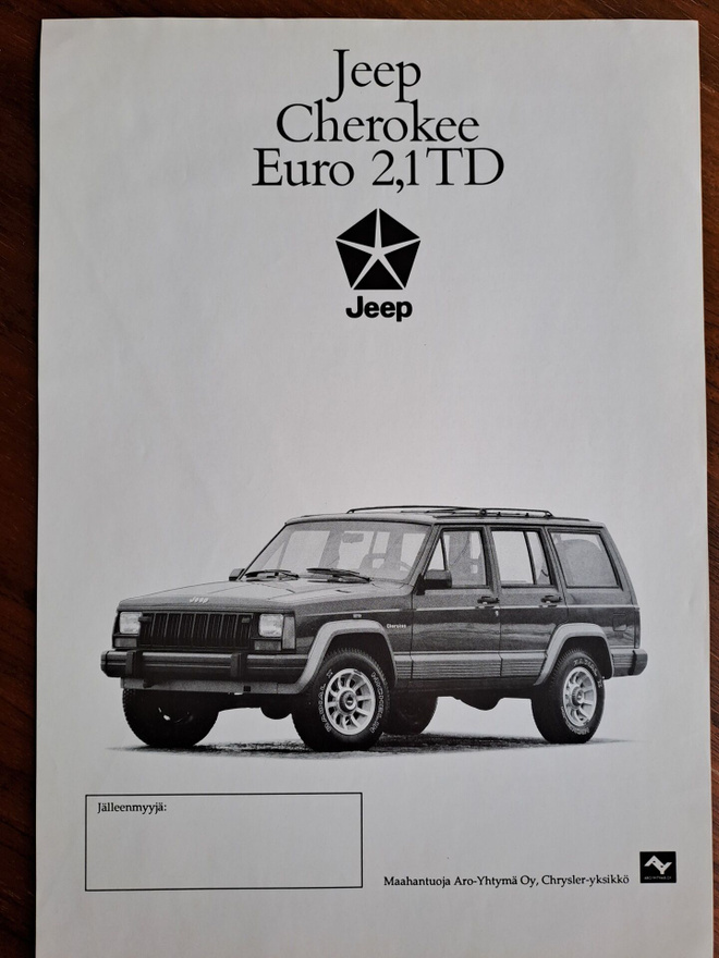 Jeep Cherokee Euro 2,1 TD -esite 80-luvun lopusta