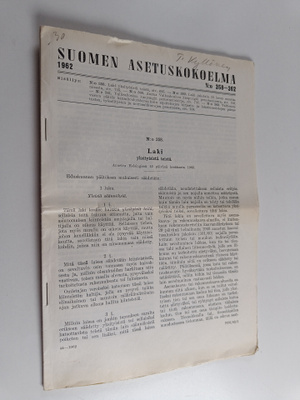 Suomen asetuskokoelma 1962 n:o 358-362