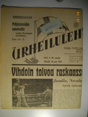 Suomen Urheilulehti Nro 6/1943 (29.2)