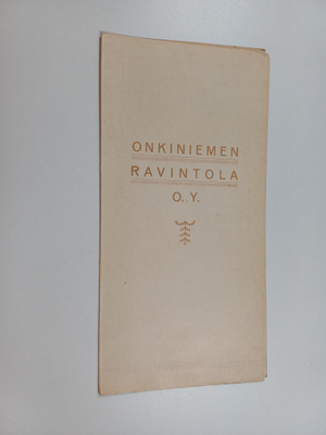 Onkiniemen ravintola o. y. : ruokalista
