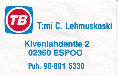 Espoo, T:mi C. Lehmuskoski  , TB,    s10/3