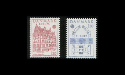 Tanska 662-3 ** Europa vanhoja rakennuksia (1978)