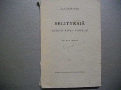 E.A.Saarimaa: Selityksiä Aleksis Kiven teoksiin (9.11)