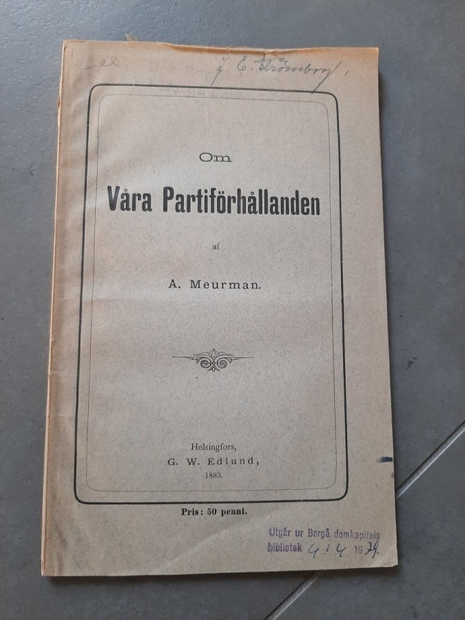 Meurman: Om våra partiförhållanden (v. 1883)