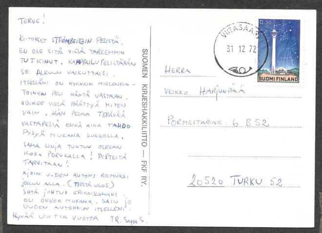 Postilähetys - Yl.m. 0,30 (LAPE 692) Viitasaari 31.12.1972