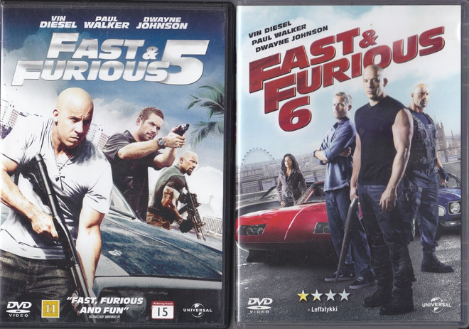 Fast & Furious 5 + 6 (kaksi DVD elokuvaa)