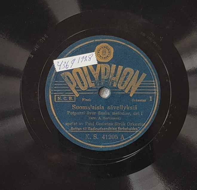 Savikiekko 1928 Paul Godwins Stråk-orkester Polyphon XS41205