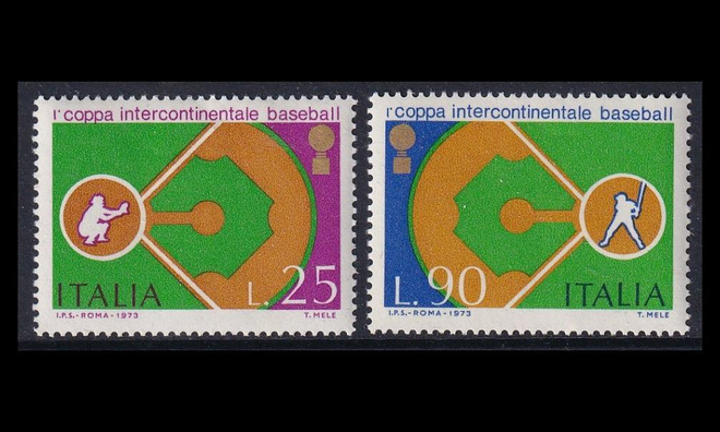 Italia 1411-2 ** Baseballin 1. MM-kilpailut (1973)