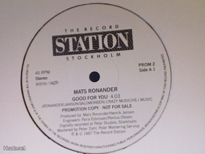 MATS  RONANDER   ::   VINYYLI  MAXI   45 RPM   PROMO    1987