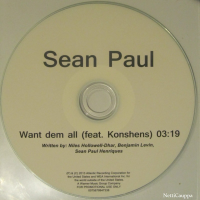 Sean Paul • Want Dem All PROMO CDr-Single
