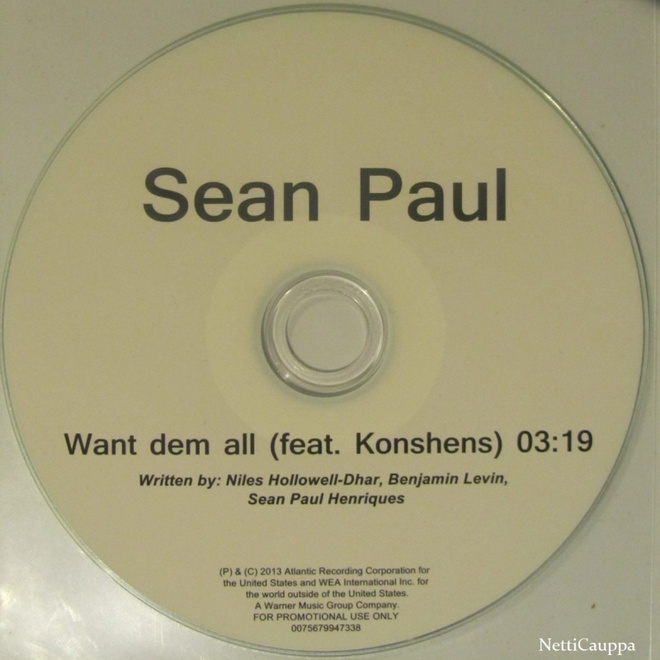 Sean Paul • Want Dem All PROMO CDr-Single