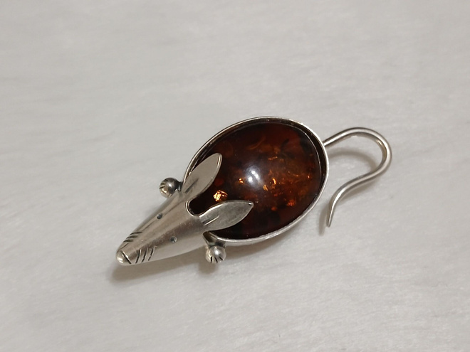 Vintage kotimainen design Hopea Hiiri solki rintakoru