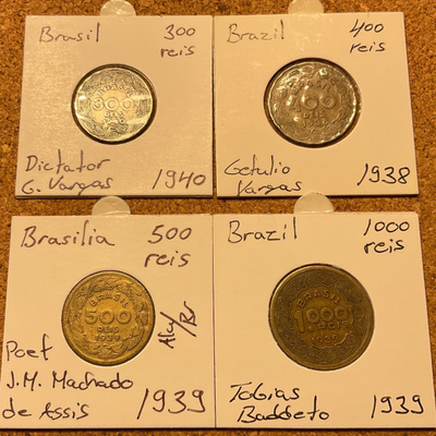 Brasilian kolikot 1938 - 1940, 4 kpl