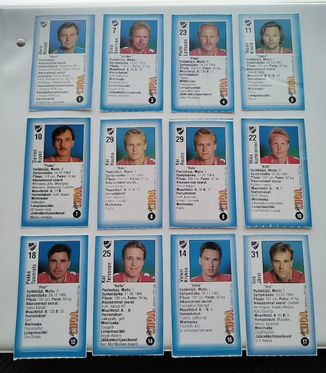 Jyväshyvä 1992-93 tarroja alk. 0,5e/kpl