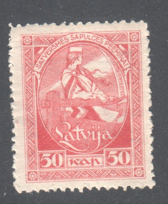 Latvia 1920 Mi 42 liimakkeellisena.