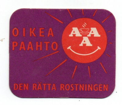 Kahvilappu AAA OIKEA PAAHTO. ( LILA POHJALLA )