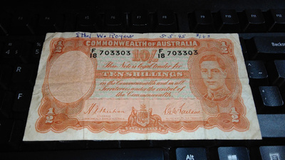 Australia 10 Shillings 1939 F+