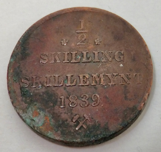 Norja 1/2 skilling 1839