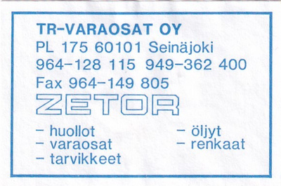 Seinäjoki, TR- Varaosat. ZETOR  ,  s65