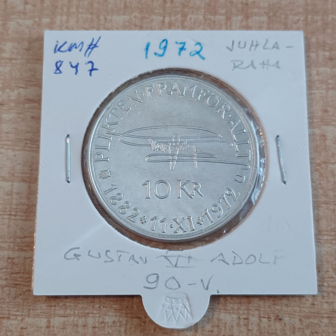 10 Kronor 1972 Ruotsi KM# 847 Hopea 830 KL 9 (K)