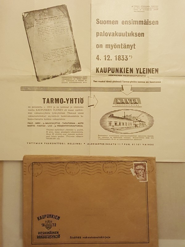 ERÄ FIRMAFILATELIAA (5 KUORTA JA 1 ASIAKIRJA)