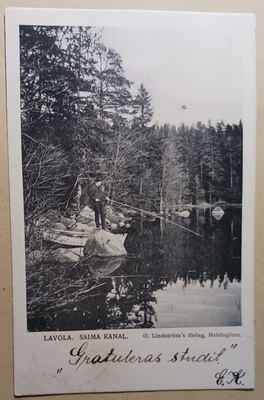 Lavola, Saimaan kanava, herrahenkilö ongella, p. 1906