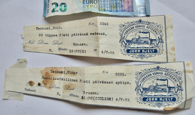 2xVANHA Reseptiliuska Vanha Apteekki Forssa John Hjelt 1939