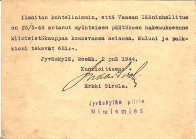 FIRMAK. JYVÄSKYLÄ NIMISMIES+ EHIÖ 2MMK KELTAINEN