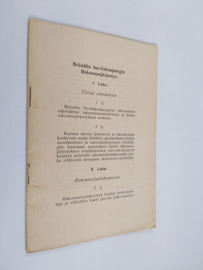 Brandön huvilakaupungin rakennusjärjestys