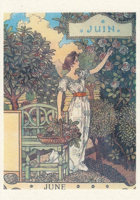 Eugene Grasset: Kesäkuu (postikortti)