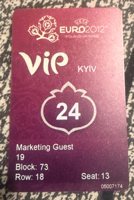 UEFA EURO 2012 KYIV MATCH 24 VIP BADGE
