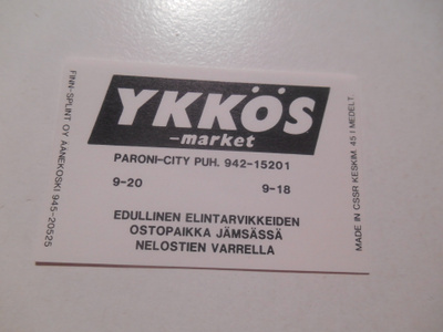 TT Etiketti Ykkös market Paroni city Jämsä